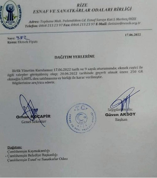 Rize'de ekmeğe zam: 5 lira oldu - Resim : 1
