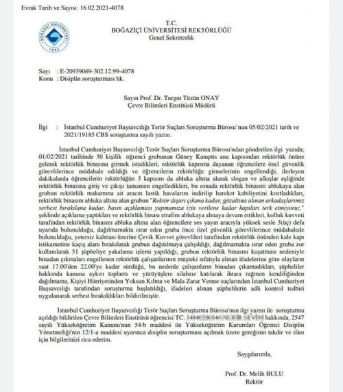 Melih Bulu'dan Boğaziçili öğrenciye disiplin soruşturması - Resim : 1