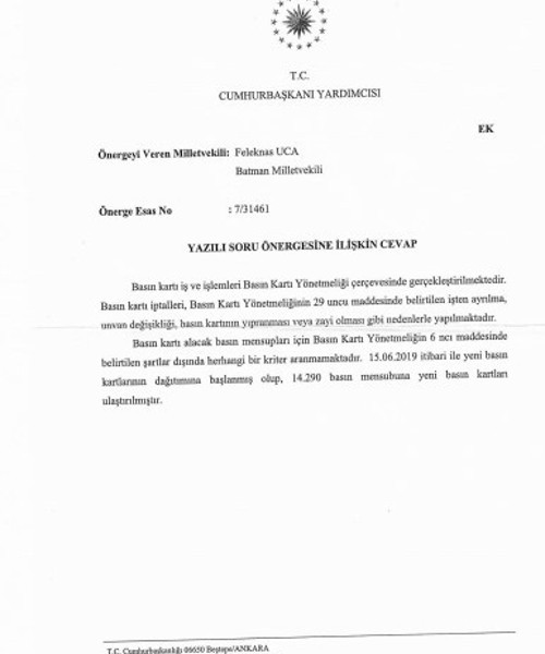 Cumhurbaşkanlığı'ndan HDP'nin önergesine yanıt - Resim : 1
