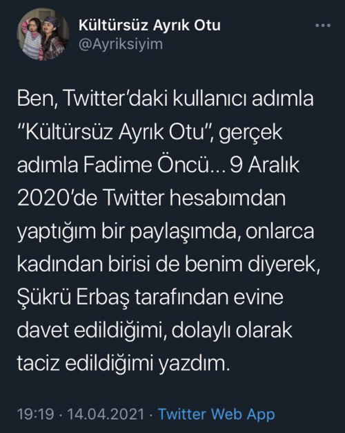 Şükrü Erbaş'ı 'cinsel taciz'le suçlayan kadın: Gerçeklikle ilgisi yok, derin bir pişmanlık duydum - Resim : 1