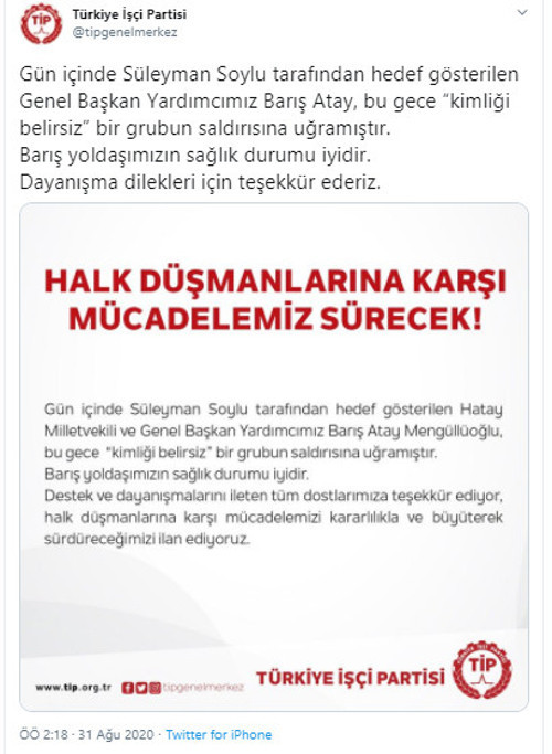 Bakan Soylu'nun hedef gösterdiği Barış Atay saldırıya uğradı - Resim : 1