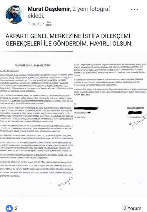 15 Temmuz Gazisi AKP'liden 'FETÖ' istifası - Resim : 2