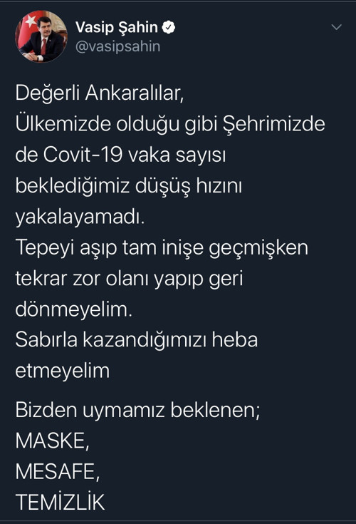 Ankara Valisi'nden corona uyarısı: Beklediğimiz düşüşü yakalayamadık - Resim : 1