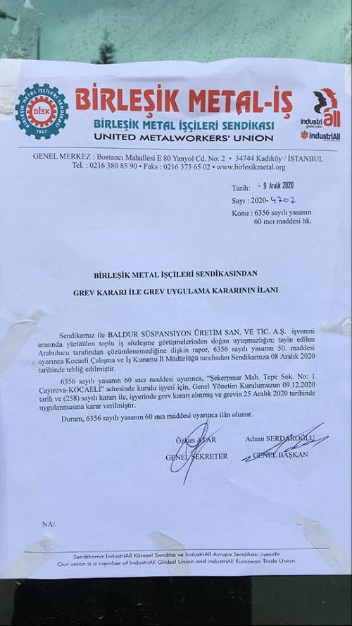Birleşik Metal-İş yarın greve çıkıyor - Resim : 1