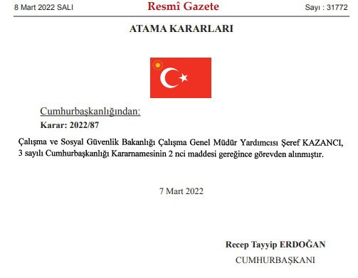 Resmi Gazete'de yayınlandı: Erdoğan iki ismi görevden aldı - Resim : 1