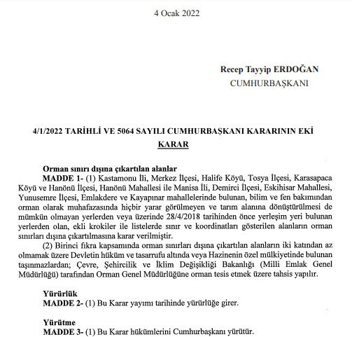 Bazı alanlar orman sınırları dışına çıkarıldı - Resim : 1
