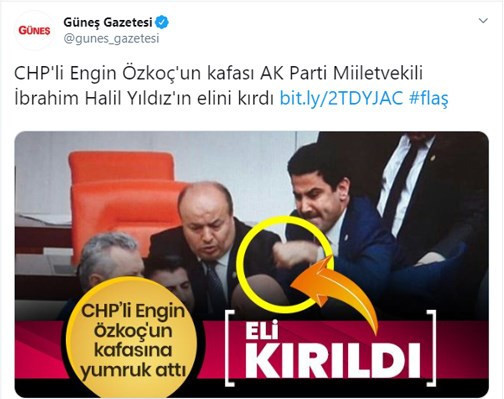 CHP'li Özkoç'a yumruk atan AKP'li Yıldız'ın eli 3 yerden kırılmış - Resim : 1