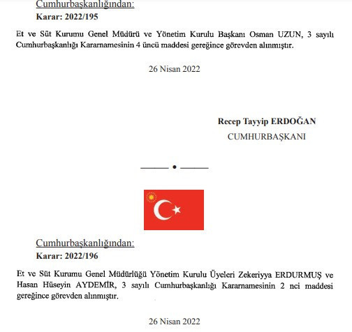 Çift maaşlı çıkan Et ve Süt Kurumu yöneticileri görevden alındı - Resim : 1