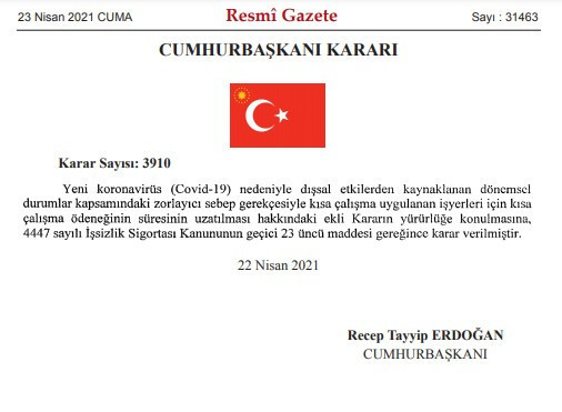 Kısa Çalışma Ödeneği kararı Resmi Gazete'de yayımlandı - Resim : 1