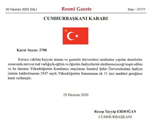 Erdoğan, Davutoğlu'nun kurduğu İstanbul Şehir Üniversitesi'nin faaliyet iznini kaldırdı - Resim : 1