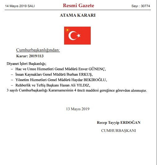 Erdoğan Diyanet’teki müdürleri görevden aldı - Resim : 1