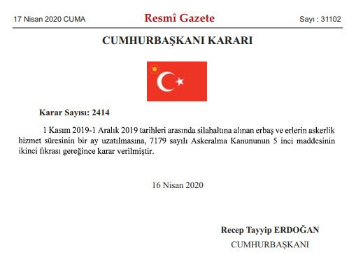 Karar yürürlüğe girdi: Askerlerin terhis süresi 1 ay uzadı - Resim : 1