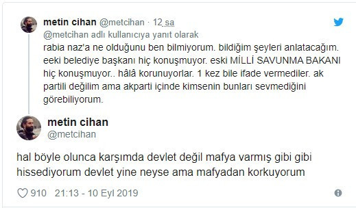 Rabia Naz'ın ölümünü duyuran Cihan: Devlet yine neyse de mafyadan korkuyorum - Resim : 2