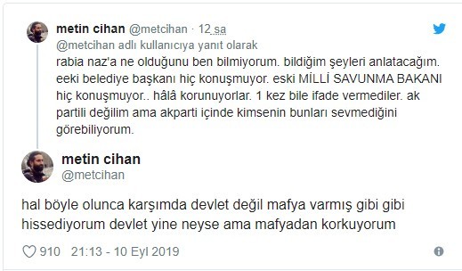 Rabia Naz'ın ölümünü duyuran Cihan: Devlet yine neyse de mafyadan korkuyorum - Resim : 2