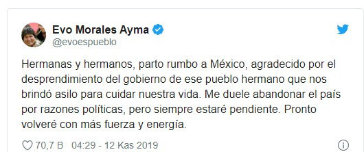Evo Morales, Bolivya'dan ayrıldı - Resim : 1