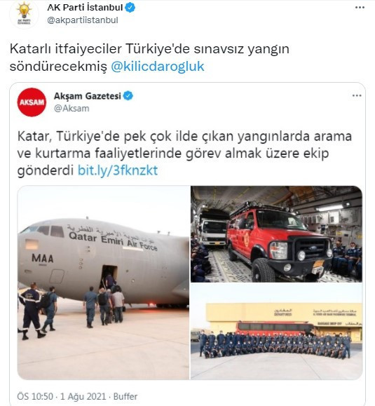 AKP, sosyal medyada tepki çeken 'yangın' paylaşımını sildi - Resim : 1
