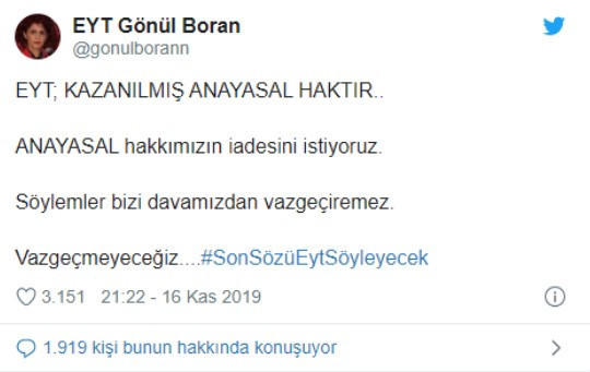 EYT'lerden Erdoğan'a yanıt: Anayasal hakkımızın iadesini istiyoruz - Resim : 1