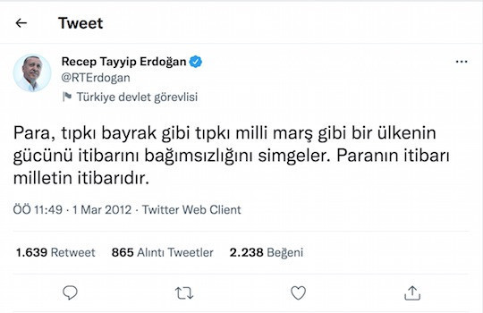 Erdoğan'ın 2012'deki 'paranın itibarı milletin itibarıdır' mesajı gündem oldu - Resim : 1