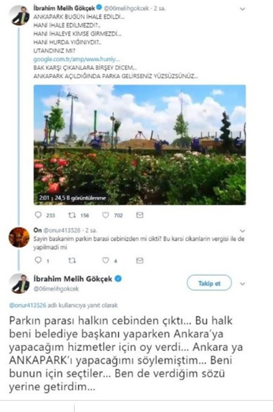 Melih Gökçek: Parkın parası halkın cebinden çıktı - Resim : 1