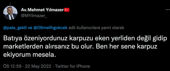 AKP'li Yılmazer'den yurttaşa: Karpuzu eken yerliden değil marketten alırsanız böyle olur - Resim : 1