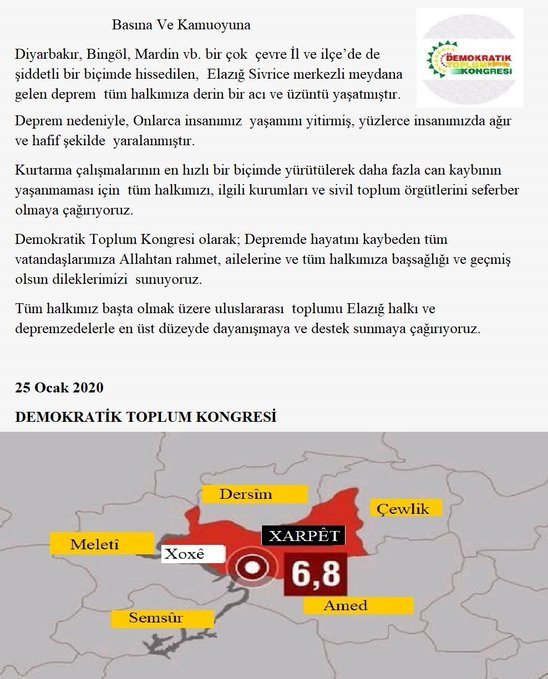 DTK'den Elazığ depremi için seferberlik çağrısı - Resim : 1