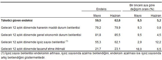 TÜİK ve TCMB hesapladı: Tüketici güven endeksi haziranda yükseldi - Resim : 2