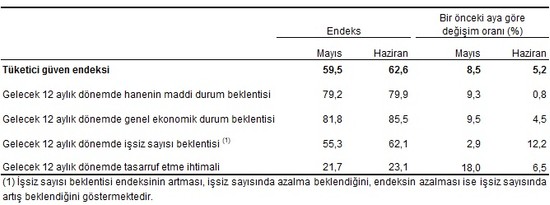 TÜİK ve TCMB hesapladı: Tüketici güven endeksi haziranda yükseldi - Resim : 2