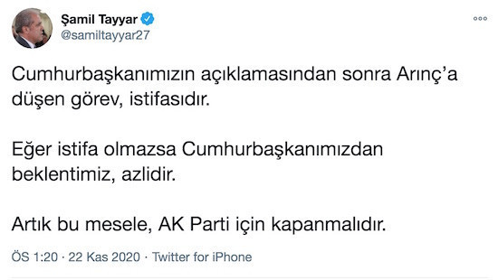 Şamil Tayyar'dan Arınç'a 'istifa' çağrısı - Resim : 1