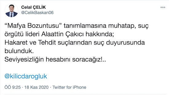 Kılıçdaroğlu'nu tehdit eden Çakıcı hakkında suç duyurusu - Resim : 1