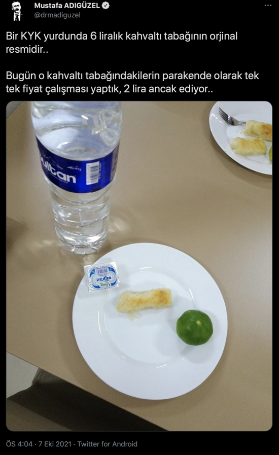 'Bir KYK yurdunda 6 liralık kahvaltı tabağının orijinali, 2 lira ancak ediyor' - Resim : 1
