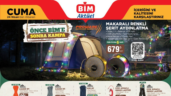 BİM'e Kamp Ürünleri geliyor! 24 Nisan BİM Kataloğu Yayında