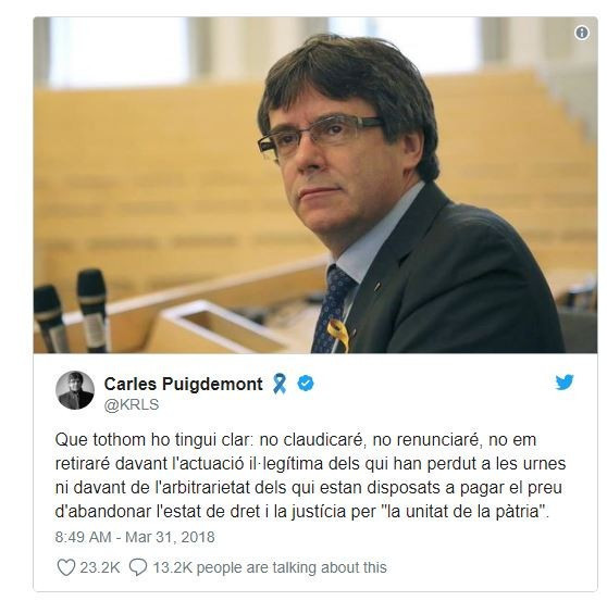 Puigdemont: Mücadeleden vazgeçmeyeceğim - Resim : 1