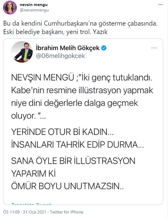 Melih Gökçek'ten, Nevşin Mengü'ye tehdit - Resim : 1