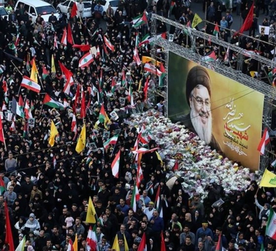 On binler Beyrut'ta toplandı: Nasrallah için düzenlenen cenaze törenine İran da katıldı
