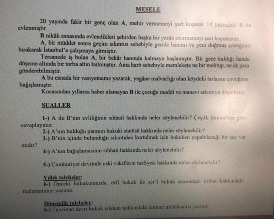 'Hukuk' fakültesi, sınavda 14 yaşındaki kız çocuğunu evlendirdi, evliliğin yorumlanmasını istedi - Resim : 1
