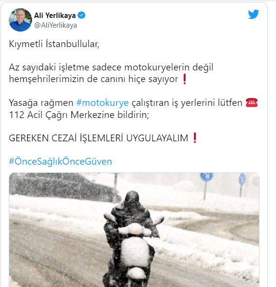 Valilik: Motokurye çalıştıran işletmeleri ihbar edin - Resim : 1
