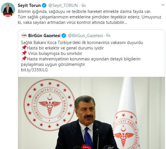 CHP'den Türkiye'deki ilk koronavirüs vakasına ilişkin açıklama - Resim : 1