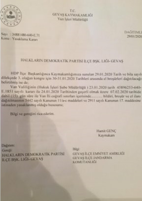 Kaymakamlıktan HDP kongresine davet yasağı - Resim : 1