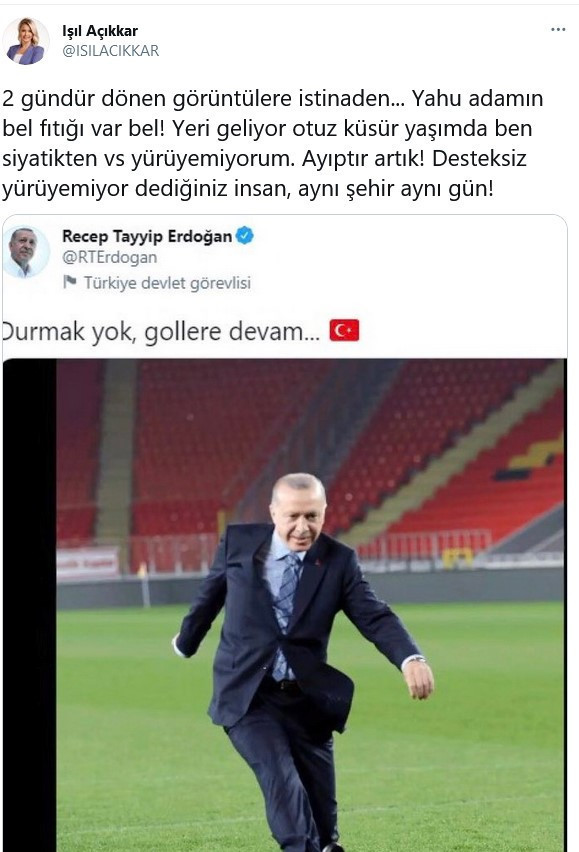 TRT spikeri, 'desteksiz yürüyemiyor' denilen Erdoğan'ın rahatsızlığını açıkladı - Resim : 1