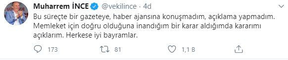 Muharrem İnce parti kuracağı iddialarına ilişkin sessizliğini bozdu - Resim : 1