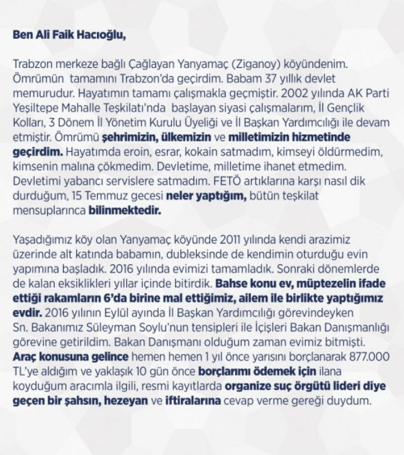 Soylu'nun danışmanı Hacıoğlu: Hayatımda eroin, kokain satmadım - Resim : 1