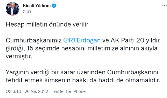 Binali Yıldırım: Yargının verdiği bir karar üzerinden Cumhurbaşkanını tehdit etmek kimsenin haddi değil - Resim : 1