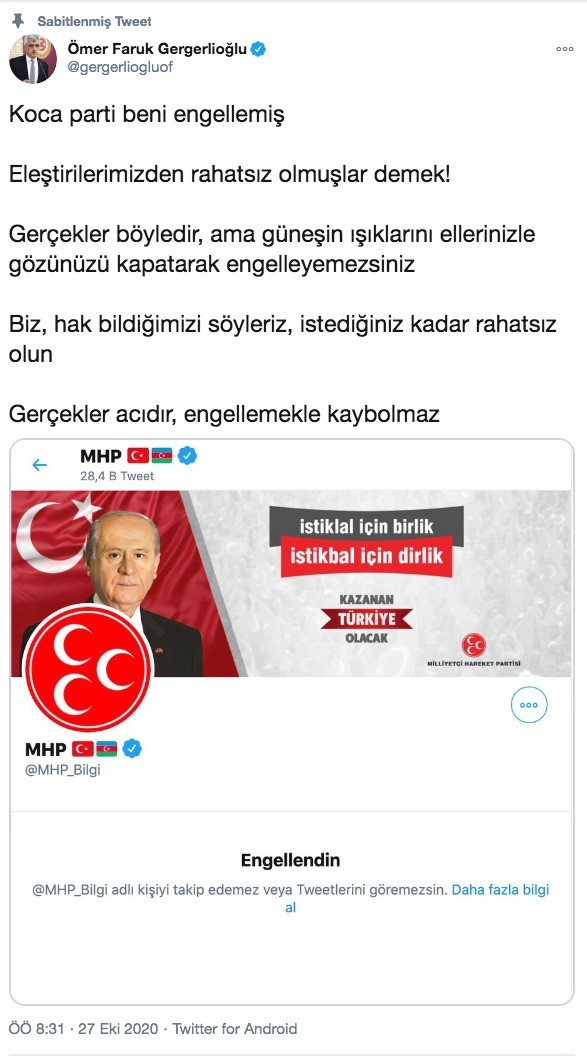 MHP, HDP'li Gergerlioğlu'nu engelledi: Gerçekler acıdır, engellemekle kaybolmaz - Resim : 1