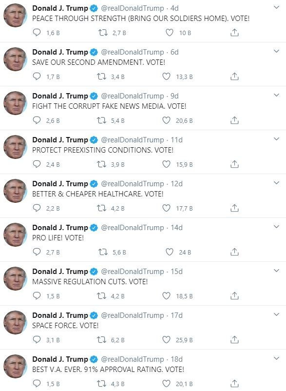 Trump'tan 'sanal' seçim mitingi: 1 saatte 18 tweet attı - Resim : 1