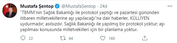 TBMM Başkanı Şentop, 'milletvekillerine aşı yapılacak' iddialarını yalanladı - Resim : 1
