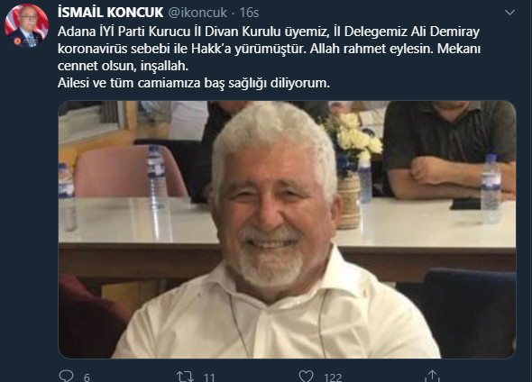 İyi Partili Ali Demiray Coronavirus nedeniyle hayatını kaybetti - Resim : 1