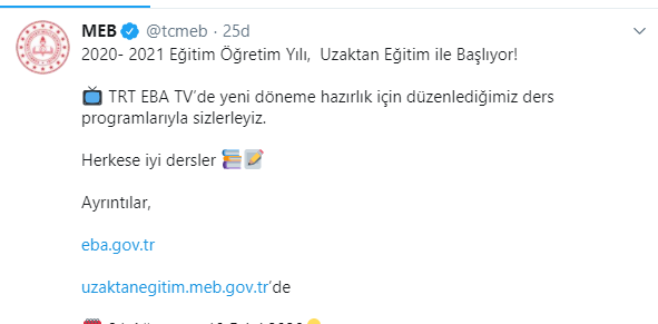 MEB, TRT EBA TV ders programını açıkladı - Resim : 1