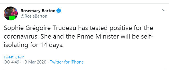 Kanada Başbakanı Trudeau'nun eşi koronavirüse yakalandı - Resim : 1