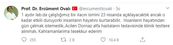 Prof. Dr. Ercüment Ovalı'dan koronavirüs ilacı paylaşımı: İnsanların hayatını kurtarabilir - Resim : 1