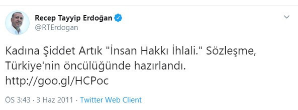 Erdoğan, İstanbul Sözleşmesi'ni sosyal medyada savunup paylaşmış - Resim : 1